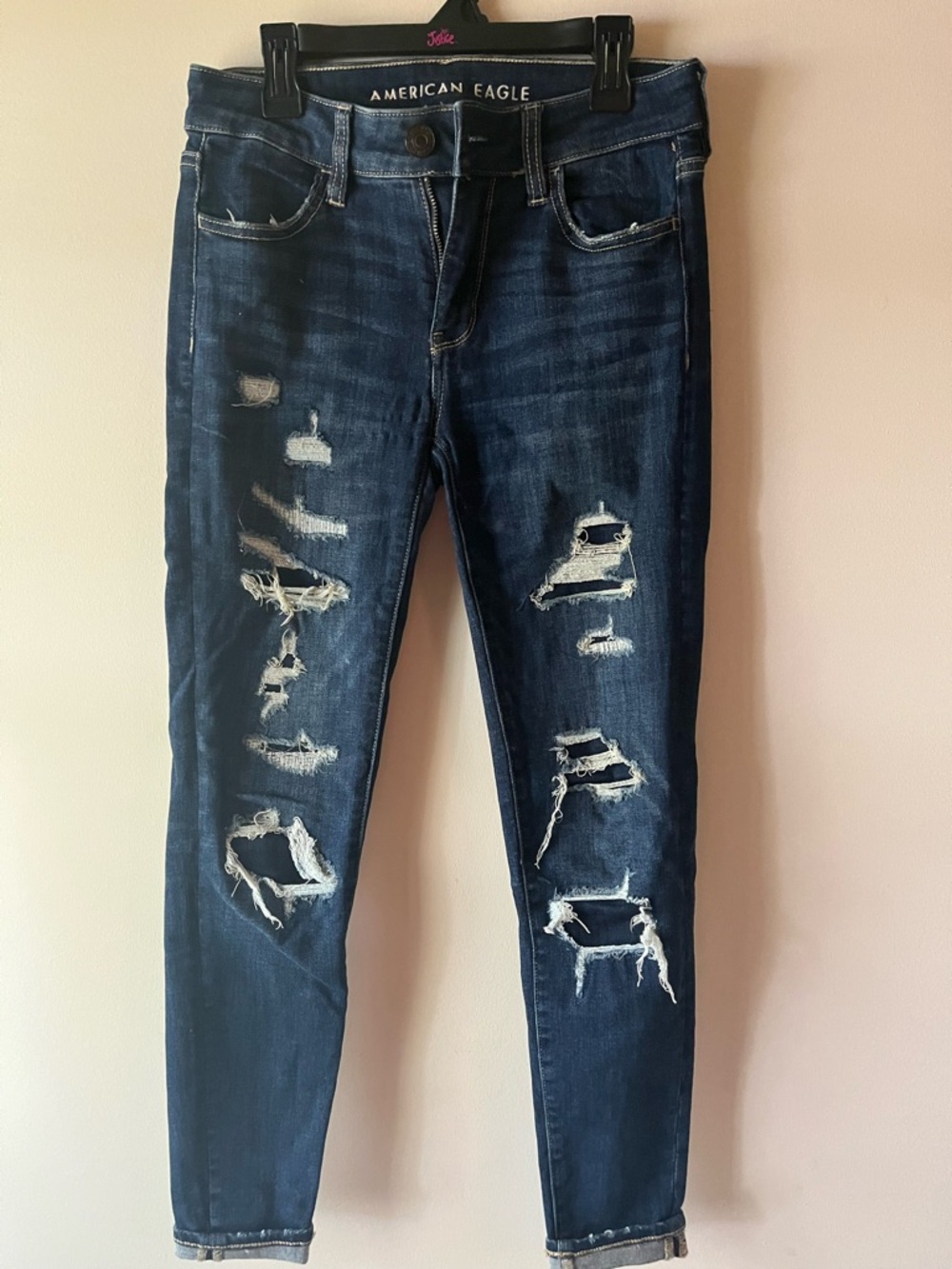 American Eagle Outfitters Dark Blue Ripped Skinny Jeans